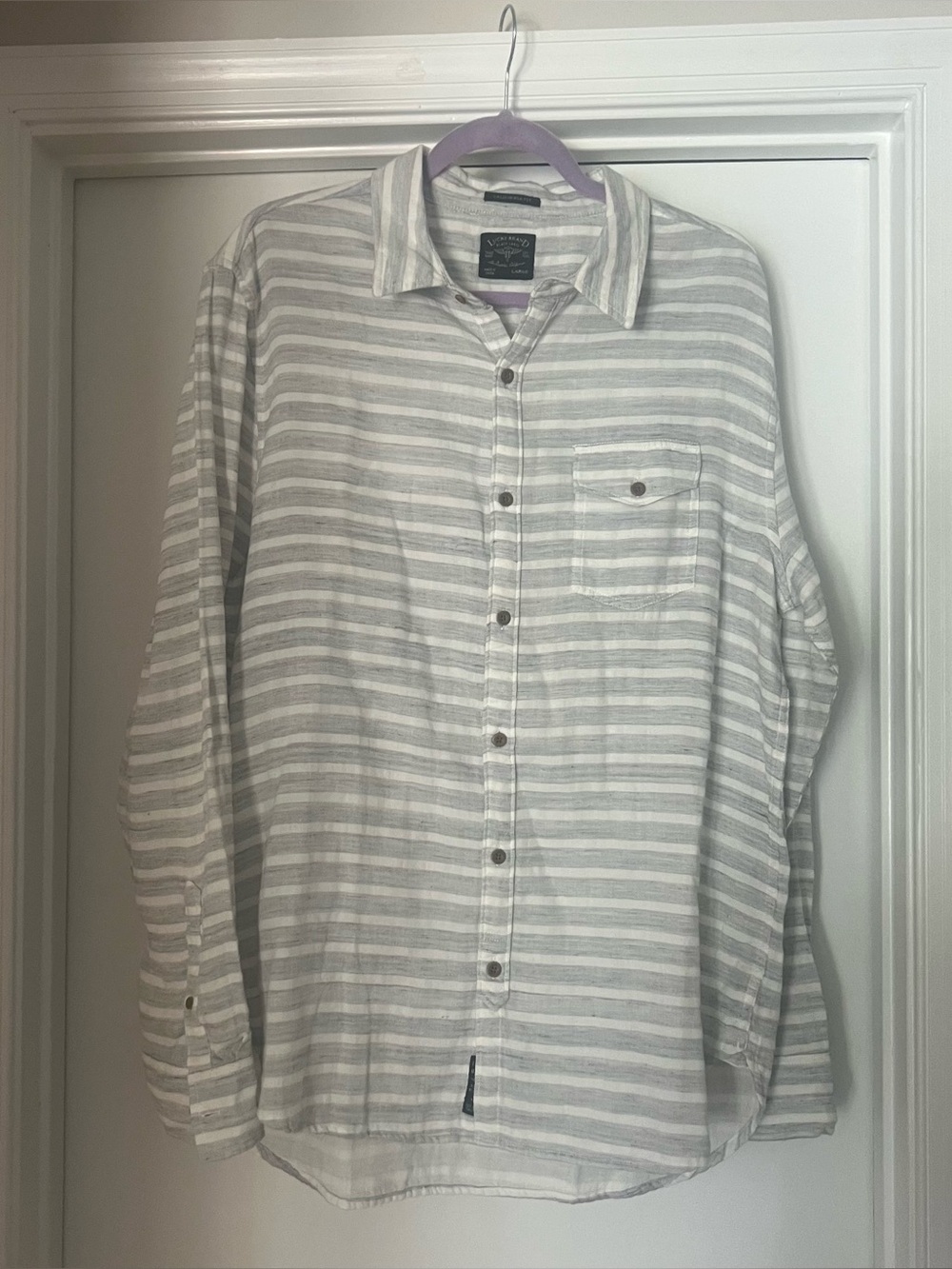 Lucky Brand Men's Casual Long-Sleeve Striped Button-Up Shirt